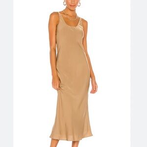 Line & Dot Ariel Scoop Neck Midi Dress in Carmel